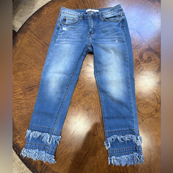 Kancan Capri Jeans 25 Mid Rise Distressed Indie Boho - Picture 6 of 6